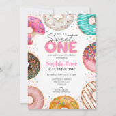 Invitation Saupoudré de beignets sucré un 1er anniversaire fê (Devant)