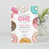 Invitation Saupoudré de beignets sucré un 1er anniversaire fê (Debout devant)