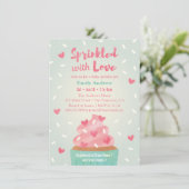 Invitation Saupoudrée d'une douche à l'effigie du bébé Cupcak (Debout devant)