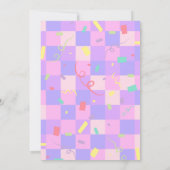 Invitation Saupoudrer À damiers Baby shower moderne de beigne (Dos)