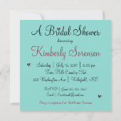 Invitation Saupoudrer Amour Turquoise Bleu & Rose (Dos)