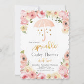 Invitation Saupoudrer Baby shower Pastel Floral Gold Glam (Devant)