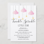 Invitation Saupoudrer Baby shower rose Rustique Boho (Devant)