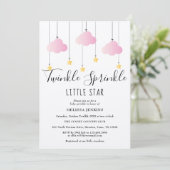 Invitation Saupoudrer Baby shower rose Rustique Boho (Debout devant)