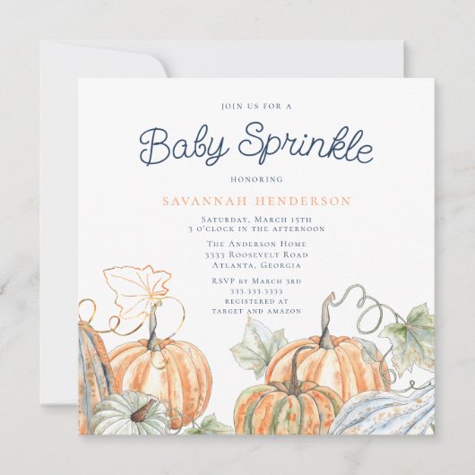 Invitation Saupoudrer bébé Citrouille automne (Devant)