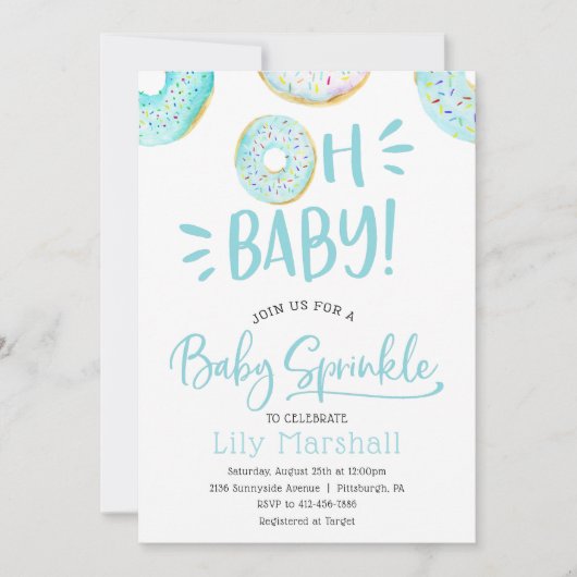 Invitation Saupoudrer bébé Donut (Devant)