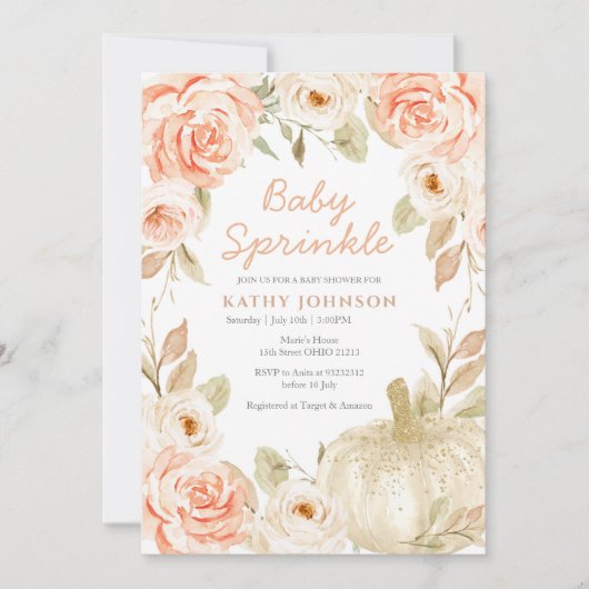 Invitation Saupoudrer blanc Citrouille de verdure (Devant)