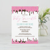 Invitation Saupoudrer de bébé à glaçage rose (Debout devant)