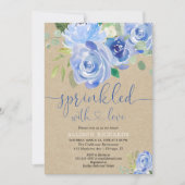 Invitation Saupoudrer de bébé bleu rustique (Devant)