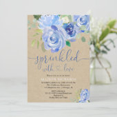 Invitation Saupoudrer de bébé bleu rustique (Debout devant)