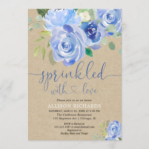 Invitation Saupoudrer de bébé bleu rustique