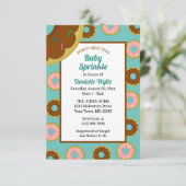 Invitation Saupoudrer de beignets Aqua Bleu Rétro Bébé Saupou (Debout devant)