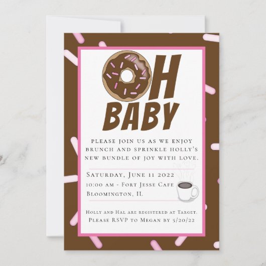 Invitation Saupoudrer de chocolat Baby shower Brunch Invitati (Devant)