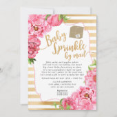Invitation Saupoudrer de fleurs roses par baby shower postal (Devant)