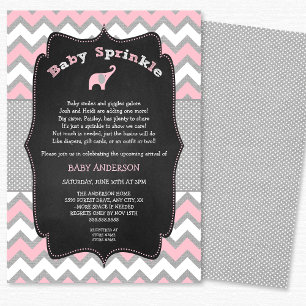 Invitation Saupoudrer d'éléphant rose, baby shower