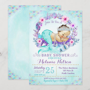 Invitation Saupoudrer d'invitation de Baby shower de sirène
