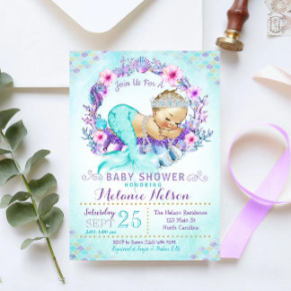 Invitation Saupoudrer d'invitation de Baby shower de sirène