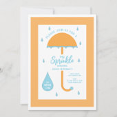 Invitation Saupoudrer Douche Parapluie mignon | Orange & Bleu (Devant)