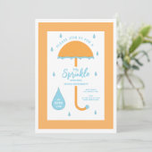 Invitation Saupoudrer Douche Parapluie mignon | Orange & Bleu (Debout devant)