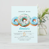 Invitation Saupoudrer la beigne | Baby shower Bleu (Debout devant)
