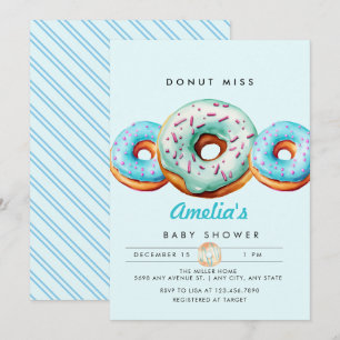 Invitation Saupoudrer la beigne Baby shower Bleu