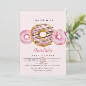 Invitation Saupoudrer la beigne | Baby shower fille rose mign (Debout devant)
