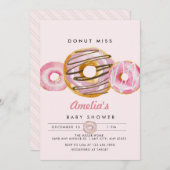 Invitation Saupoudrer la beigne | Baby shower fille rose mign (Devant / Derrière)