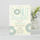 Invitation Saupoudrer le Baby shower d'or vert de Donut & Dia (Debout devant)