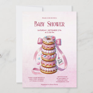 Invitation Saupoudrer les beignets Baby shower de ruban rose