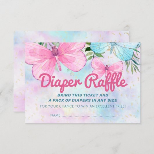Invitation Saupoudrer Papillon Bébé Déchets Raffle Billet (Devant / Derrière)