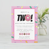 Invitation Saupoudrer rose beignets Brunch d'anniversaire (Debout devant)