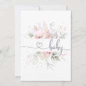 Invitation Saupoudrer rose floral, Aquarelle Peony Baby (Dos)