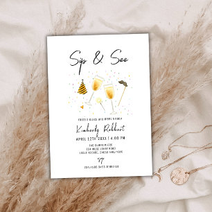 Invitation Saupoudrer Sip et voir Baby shower de verre de Cha