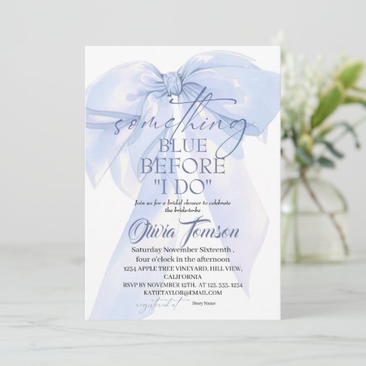 Invitation Saut bleu Something Blue Before I DO Baby Shower (Debout devant)