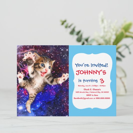 Invitation Saut de chats dans l'espace (Debout devant)