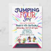 Invitation Sauter de JOIE, Trampoline 4e Anniversaire (Devant)