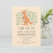 Invitation Sauter Pour Joy Cute Kangaroo Baby shower (Debout devant)