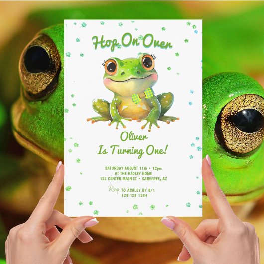 Invitation Sauter sur la grenouille 1er anniversaire