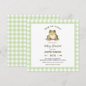 Invitation Sauter sur le Carré de Baby shower de grenouille (Devant / Derrière)