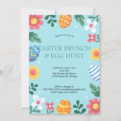 Invitation Sauter sur Pâques Brunch Chasse aux Oeufs Bunny Fl (Devant)