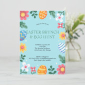 Invitation Sauter sur Pâques Brunch Chasse aux Oeufs Bunny Fl (Debout devant)