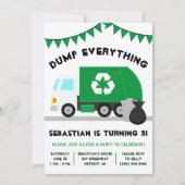 Invitation Sautez tout ! Ordures, Camion de recyclage Anniver (Devant)