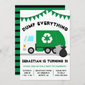 Invitation Sautez tout ! Ordures, Camion de recyclage Anniver (Devant / Derrière)