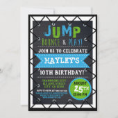 Invitation Sauts et jeux verts et bleus Trampoline Park Bounc (Devant)