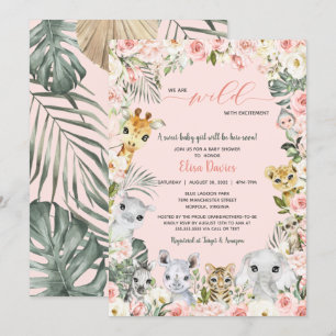 Invitation Sauvage avec Baby shower d'animaux de la Jungle