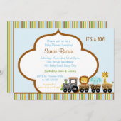 Invitation sauvage d'animaux de safari de train (Devant / Derrière)