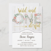 Invitation Sauvage et impeccable, premier anniversaire, fille (Devant)