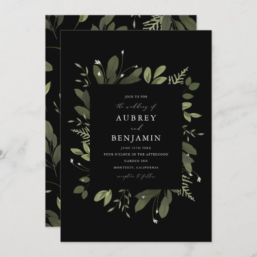 Invitation Sauvage et vert (Devant / Derrière)