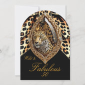 Invitation Sauvage léopard Face fabuleux 50 Anniversaire Bijo (Devant)