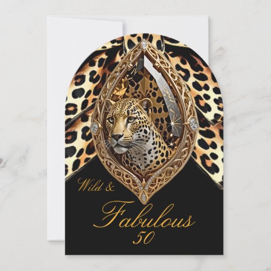 Invitation Sauvage léopard Face fabuleux 50 Anniversaire Bijo (Devant)